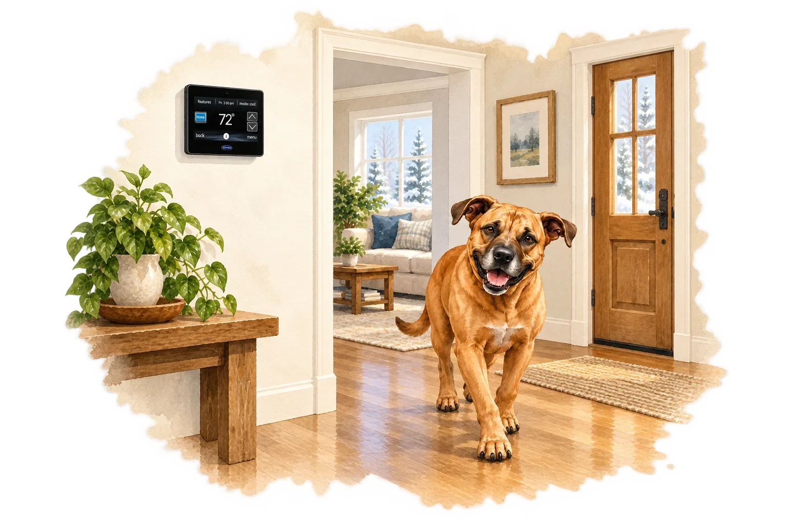 Illustration of Carrier infinity system control with the RJ Sam’s dog.